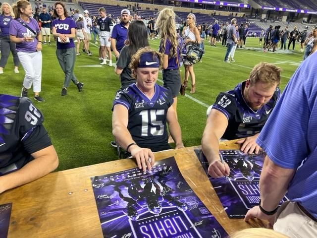 Spring Game, Max Duggan, signing autographs